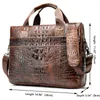 Erkek çantası timsah desen inek derisi deri evrak çantaları erkek omuz çantası ticari iş ofis çantaları erkekler için 555551