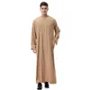 New Hot Men Thobe Solid Color Round Neck Long Sleeves Zipper Arab Muslim Wear YAA99