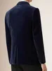 New Style Two Buttons Dark Blue Velvet Wedding Groom Tuxedos Notch Lapel Groomsmen Men Suits Prom Blazer (Jacket+Pants+Tie) 138