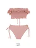 3 farben Neue Frauen Badeanzüge Bikini Bandage Spitze Süße Sexy Sommer Strand Stil Trägerlosen Badeanzüge M-XL