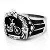 FANSSTEEL Stainless steel punk vintage mens womens jewelry EAGLE HOLD THE MOTOR CYCLE biker ring GIFT FOR BROTHERS SISTERS FSR09W86331120