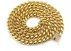 18 Karat vergoldete, dominante kubanische Goldkette für Herren, Hip-Hop-Hip-Hop-Rap-Halskette mit Wasserdiamanten