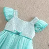 Vieeoease платье для девочек с блестками, детская одежда, лето 2020, модный жилет с рукавами-крылышками, кружевное праздничное платье-пачка принцессы KU0381432566