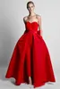 2020 Sexy White Red Black Evening Dresses Wear Sweetheart Sleeveless Satin Detachable Train Suits Floor Length Formal Party Dress Prom Gowns