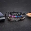 4pcs conjunto pulseras de cuero trenzado para hombres mujeres bolas vintage étnico pulseras tribales pulsera H0541