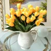 Vente en gros - 1 bouquet 9 têtes fausse tulipe fleur de soie artificielle bureau à domicile décor de mariage 6NCJ