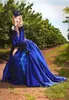 Vintage Gothic Victorian Ball Gown Prom Dresses New 2021 Long Poet Sleeve Lace Applique Beading Blue Masquerade Evening Party Gown7238054