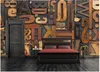 Vintage Letter Number Wallpaper 3D Giant Mural Painting bars KTV cafe Hallway restaurant decor Personality Wallpaper 000