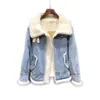 Womens Lamp inverno casaco de lã com jeans Denim Jacket Volta de Travagem Collar Outerwear Coats Básico Jaquetas Mulheres Cowboy V191209 Liner Faux Fur