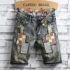 2019 nova moda de verão jeans masculino remendo de personalidade retrô shorts jeans calças de grife masculino shorts de moda masculino