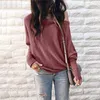 Long Lantern Sleeve Off Shoulder T Shirts Solid Color Loose Tops Tees Autumn Hoodie for Women Clothes