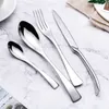 4 pcs conjunto de talheres talheres de aço inoxidável conjunto de talheres de prata brilhante garfo colher ocidental flatware atacado