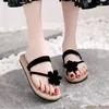 2020 Women Straw Weaving Flats Slippers Women's Flower Flip Flops Female Flat Heel Korean Wave Outside Beach Shoes Toe Clamping1