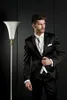 Fashion Black Satin Groom Tuxedos Notch Lapel Groomsmen Mens Wedding Dress Handsome Man Jacket Blazer 3 Piece Suit(Jacket+Pants+Vest+Tie)932