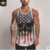 Sommarskalle Utskrift Bodybuilding Stringer Tank Toppar Män Gym Stringer Tröja Fitness Tank Top Men Kläder med 3D Ny Designer Vest