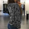 Fashion-camouflage print shirt blouses 2018 höst kvinnor skjortor damer sexig långärmad ihålig ut spets upp v nack casual toppar blusas