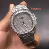 Men039s Iced Diamond-Wristwatch Silver en acier inoxydable HETTR GETTRE STR ONDRE STRANGE MONTRE STRAP DE DIAMOND MECHACICA MECHACICA4936374