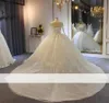 Funkelnde Ballkleid-Hochzeitskleider, durchscheinender Juwelenhals, applizierte Pailletten, lange Ärmel, Spitze, Brautkleider nach Maß Abiti Da Sposa284q