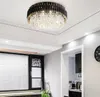 Lámparas colgantes de araña negras de lujo Luces para techo Sala de estar de lujo Lámpara de cristal Lámparas LED modernas redondas de Cristal LLFA