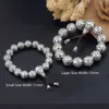 925 Sterling Silber elastische Seil Kette Männer Frauen Perle Vintage Paare Armband feinen Schmuck buddhistischen sechs Worte Liebhaber Armreif Ommani Pedmehum