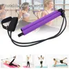 Bandas portátil pilates bar kit com faixa de resistência yoga exercício em casa ginásio treino situp barra com pé loop estiramento