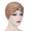 Turbante musulmán elástico para mujer, gorro Hijab trenzado, envoltura para la cabeza, cuentas de seda y leche, accesorios de moda 2292676