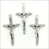 Whole Lot 50pcs Retro Style Jesus Cross Jewelry Making DIY Antique Silver Charms Pendants For Earring Bracelet Necklace 43 23m300R