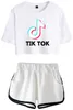 Senhoras Cinpoo / Meninas Tik Tik T-shirt Impresso T-shirt Música App App Logo Crop Top com Shorts Hip Hop Streetwear Pajama Sets1