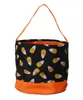 Polka Dots Halloween Buckets Party Basket Orange Black Polyester Halloween-Tote Bag Halloween-Candy Baskets DOM1046