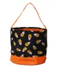 Polka prickar halloween hinkar fest korg orange svart polyester halloween-tote väska halloween-candy korgar dom1046