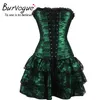 Sexiga Steampunk Corsets och Bustiers Burlesque Gothic Lace Steampunk Corset Dress Plus Size Costume Floral Bustier Dress1881