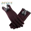 Mode-2019 nouvelles femmes gants pour hiver dentelle arc gants dames filles guantes écran tactile mitaines laine gant pour femmes chaudes