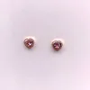 Boucles d'oreilles coeur rose brillant en argent sterling 925 plaqué or rose diamant CZ cadeau d'anniversaire coffret original pour boucles d'oreilles femme Pandora