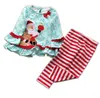 Kids Long Sleeved Christmas Dress Striped Trousers 2 piece Baby Suit Christmas Gift for Kids FREE SHIPPING