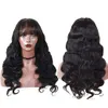 HD Lace Front Human Hair Wigs Med Bangs För Kvinnor Black Body Wave Full Laces Wig Pre Plocked Brazilian Remy