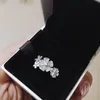 Wholesale-White enamel flowers Wedding RING Set Logo Original Box for Pandora 925 Silver CZ Diamond Rings for Women Girls