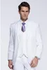 Brand New White Groom Tuxedos Notch Revers Groomsmen Hommes Robe De Mariée Populaire Homme Veste Blazer 3 Pièces Costume (Veste + Pantalon + Gilet + Cravate) 878