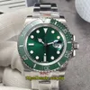 REAL N V10 версия Blue Fairspring 904L сталь CAL.3135 SA3135 ETA A2836 Автоматическая керамика BEZEL Green Dial 116610 Mens Watch Sport Watches