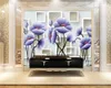 3d Home Wallpaper Romantic Blue Tulips 3D Beautiful Background Wall Decorative Silk Mural Wallpaper