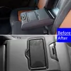 ABS Bakre armstödslåda Vattenkopphållare Panel Dekoration Dekaler Bil Styling för Audi Q5 FY 2018 2019 Carbon Fiber Color Interior