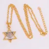 Menorah och Star of David Hexagon Charm Pendant Religiös Jewish Link Kedjan Halsband