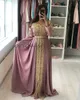 Indische rosa Abendkleider mit Kristallen, langen Ärmeln, Ballkleider, formelle Kleidung in voller Länge, Dubai, Türkei, Abendkleider 2020, Gala-Kleider