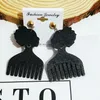 Exaggerated African pattern geometric comb wooden earrings Fashion wood earrings earrings ear jewelry Bohemian 6 Colors