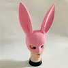 Costume de la fête de lapin long Bunny Cosplay Pink / Black Halloween Masquerade Lapin Masques