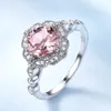 Umcho Solid Sterling Silver Morganite Pierścienie dla Kobiet Rocznica Zaręczyny Zestaw Ring Różowy Gemstone Walentynki Prezent LY191226