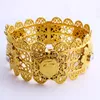 New Luxury Women Big Wide Bangle CARVE THAI BAHT head portrait coin 22 k Fine Solid Gold GF Dubai Jewelry Open Bracelets With CZ Knit flower