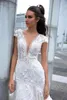 Mermaid Beach Wedding Dresses v Neck Lace 3D Floral Hopique Dootique Dootless Bridal Bridal Plus Bohemia Wedding Deter