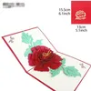 Peony 3D Pop UP Card Birthday Gift with envelope sticker Flower laser cut invitation Greeting Card postcard kirigami mothers day GB657