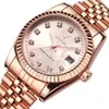 Mode acier métal bande or ROSE Bracelet montre pour hommes et femmes cadeau robe montres relogio masculino216A
