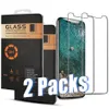 2 Packungen Displayschutzfolie für iPhone 14 13 12 11 Pro Max XR XS 8 7 Plus Samsung A13 A33 5G A70 MOTO G7 LG Stylus5 2 Stück gehärtete Glasfolie mit Einzelhandelsverpackung